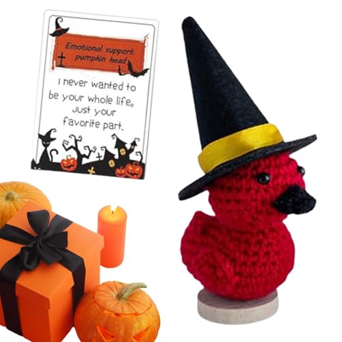 Positive Häkelpuppen, Halloween Kürbisköpfe Puppe, Lustige Häkelpuppe Handgemachte Süße Emotionale Unterstützung Strickpuppe mit Positiver Karte für Geburtstag von Generisch