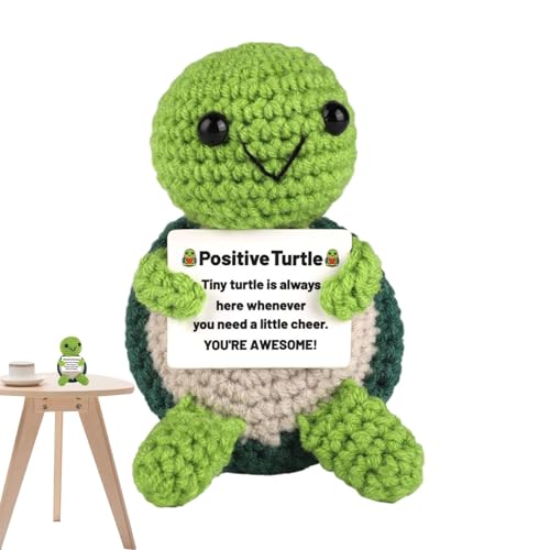 Positive Tiere Schildkröte Gehäkelt, Kleine Handgemachte Häkeltiere, Kleine Schildkröte Emotionale Unterstützung Gehäkelt, 10 Cm Häkeldekor, Lustige Süße Ermutigungs-Strickpuppe Für Heimstudio-Dekorat von Generisch