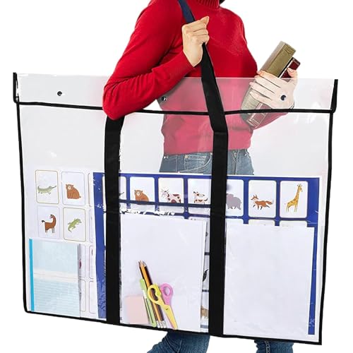 Poster Bag Carrier, Bulletin Board Storage Bag | Großer wasserdichte Kunstplakatbeutel klar | Speicherorganisator mit Griff- und Zubehörpockt, PVC -Kunstwerkbehälter von Generisch