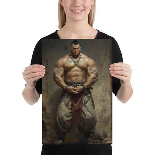 Poster Wandkunst Ölgemälde asiatischer Bodybuilder (2) von Generisch