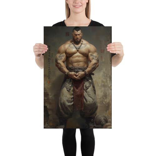 Poster Wandkunst Ölgemälde asiatischer Bodybuilder (2) von Generisch