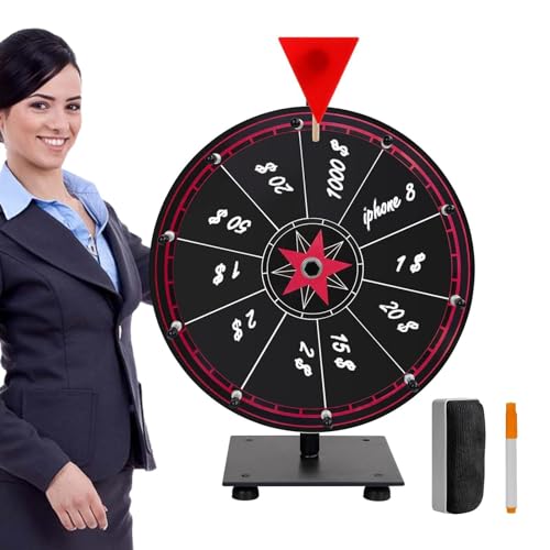 Preisrad – 30,5 cm Spin The Wheel | Spin Wheel Kids Prize, mit trocken abwischbarem Marker und Radiergummi, 10 Slots Preisräder mit Ständer, Glücksrad für Karneval, Spiel von Generisch