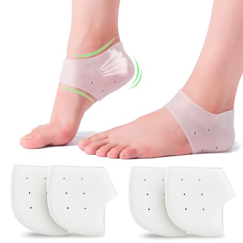 Premium Silikon Ferse Protektoren, Gel Ferse Pads/Silikon Socken für Frauen, Männer, Schmerzlinderung für gebrochene Ferse/Blasenprävention Ferse Cups/Kissen für Plantar Fasciitis (Medium (4-Pack)) von Generisch