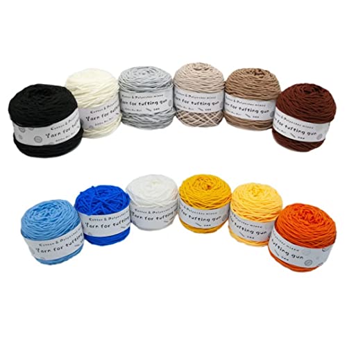 Professionelles Tufting-Garn, 195 g/Rolle, Wollknäuel, 8 Stränge, Polyester und Baumwolle, gemischtes Garn, 5 mm dick, DIY-Teppichherstellung, ca. 200 m, ideal zum Stricken und Stanzen von Generisch