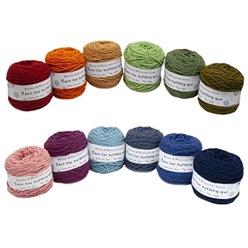 Professionelles Tufting-Garn für DIY-Teppichherstellung, 195 g/Rolle, Wollknäuel, 8 Stränge, Polyester und Baumwolle, gemischtes Garn, 5 mm dickes Garn zum Stricken/Stanzen, ca. 200 Meter pro Rolle von Generisch