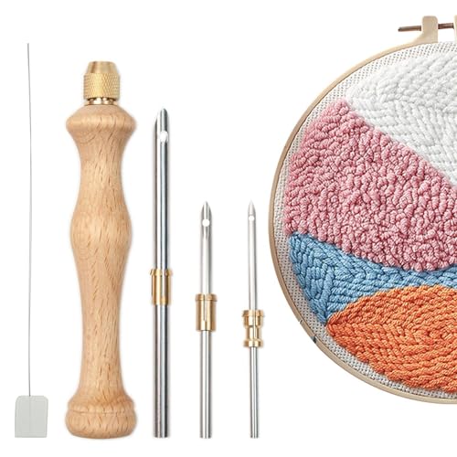 Nadel Stickerei Set, Stickerei Nadel Werkzeug Set, Sticknadeln, Stanznadel Set, Tragbare Stanznadel, Sticknadeleinfädler, Verstellbares Nadelstanzwerkzeug, Heimnähzubehör, Strickwerkz von Generisch