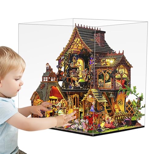 Puppen-Miniaturhaus-Set, Buchecke, Kitdollhouse Miniatur mit Möbeln, Holzhandwerk, Mini-Handarbeit, 3D-Holzpuzzle mit LED-Licht, Miniatur-Bastelhaus, Geschenke für Kinder von Generisch