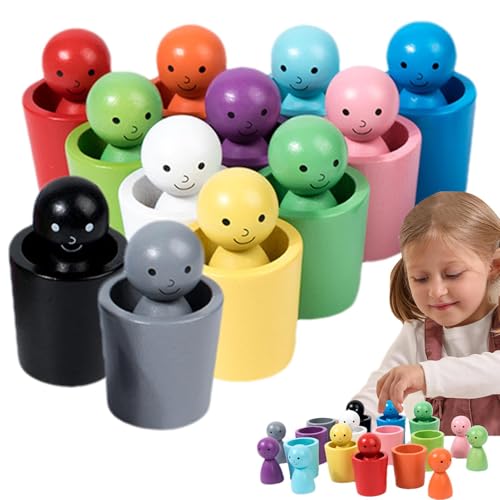 Puppen Mit Becherklammern, Puppenspielzeug Mit Klammern, Farbsortiertassen Für Kleine Kinder, Farbsortierbecher Mit Kleinen, Matching Die Farben Spielzeug P von Generisch