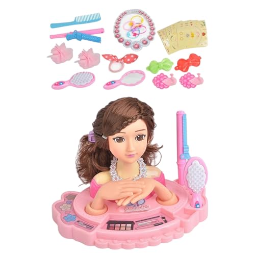 Puppenkopf-Haar-Styling-Make-up-Spielzeug-Set, Friseur-Styling-Kopf-Puppe,Make-up- und Haarstyling-Rollenspielset | Buntes Make-up-Spielset für Kindertag, Erntedankfest, Geburtstag, Weihnachten von Generisch