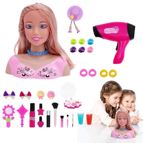 Puppenkopf für Haarstyling, Frisur-Puppenkopf für Mädchen - Head Makeup Pretend Play Beauty-Set,Realistisches Styling-Puppenzubehör-Spielset für Kindertag, Geburtstag von Generisch