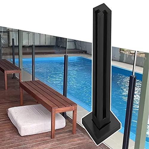 Quadratischer Balustradenpfosten aus Edelstahl für Pool, Terrasse, Deck, Zaun, schwarzes Glas, Geländerpfosten mit Hardware-Klemme für sichere Leitplanken von Generisch