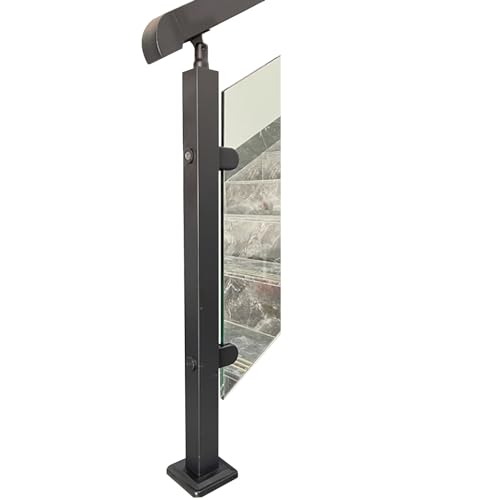Quadratischer Glasgeländerpfosten mit Klemme – Treppenplattform, quadratische Balustersäule aus schwarzem Edelstahl aus Glas für Balkon-Pooldeck, 60 70 80 90 100 110 120 130 140 cm hoher End Quadratischer Glasgeländerpfosten mit Klemme – Treppenplattform, quadratische Balustersäule aus schwarzem Edelstahl aus Glas für Balkon-Pooldeck, 60 70 80 90 100 110 120 130 140 cm hoher End von Generisch