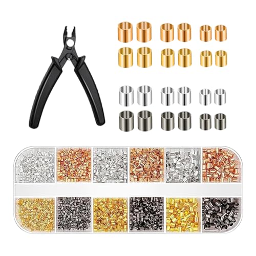 Quetschperlen | Quetschrohre für Ohrringe mit Zange | Schmuckherstellungszubehör für Armbänder, Halsketten, Ohrringe, Kunsthandwerk, Heimprojekte, Damenperlen Quetschperlen | Quetschrohre für Ohrringe mit Zange | Schmuckherstellungszubehör für Armbänder, Halsketten, Ohrringe, Kunsthandwerk, Heimprojekte, Damenperlen von Generisch