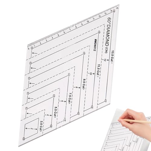 Quilt-Vorlagen zum Schneiden von Mustern, Quilt-Lineale, 60 Grad, transparentes Werkzeugzubehör für Projekte, zur Verbesserung der Präzisionsstickerei, Textilhandwerk Quilt-Vorlagen zum Schneiden von Mustern, Quilt-Lineale, 60 Grad, transparentes Werkzeugzubehör für Projekte, zur Verbesserung der Präzisionsstickerei, Textilhandwerk von Generisch