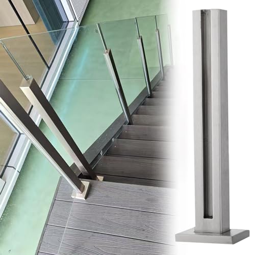 Rahmenlose Glasgeländerplatte für Treppen, No-Punch-Installationssystem mit Zapfenschlitzen und Basis, robuste Klemme für Deck, Balkon, Terrasse Rahmenlose Glasgeländerplatte für Treppen, No-Punch-Installationssystem mit Zapfenschlitzen und Basis, robuste Klemme für Deck, Balkon, Terrasse von Generisch