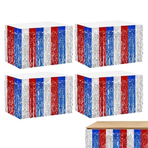 Randtischrock, Folienrandtischrock | Tischröcke Tinsel Fringe Banner 4 Stücke | Bühnenkulisse, 29 x 108 Zoll Schreibtischvorhänge für Hotelbankett, Parade -Schwimmer, Weihnachten, Halloween, Babyparty Randtischrock, Folienrandtischrock | Tischröcke Tinsel Fringe Banner 4 Stücke | Bühnenkulisse, 29 x 108 Zoll Schreibtischvorhänge für Hotelbankett, Parade -Schwimmer, Weihnachten, Halloween, Babyparty von Generisch