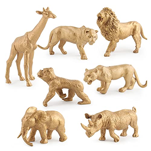 Realistische Zootier-Figuren – Löwe, Tiger, Giraffe, Elefant, Nashorn, Kuchendekoration, Spielzeug-Set für Kinder von Generisch