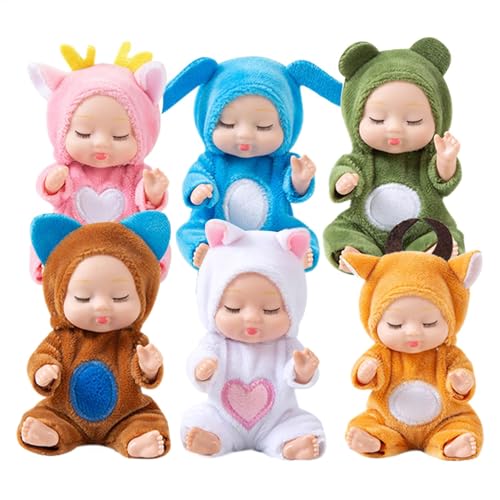 Realistische schlafende Puppen, 6 x Reborn 7,6 cm Puppenspielzeug für Mädchen, Sammlerstück, Prinzessinnen-Puppenfiguren, Pretend Play Requisiten, Kleidung wechseln für Schlafzimmer, entzückende von Generisch