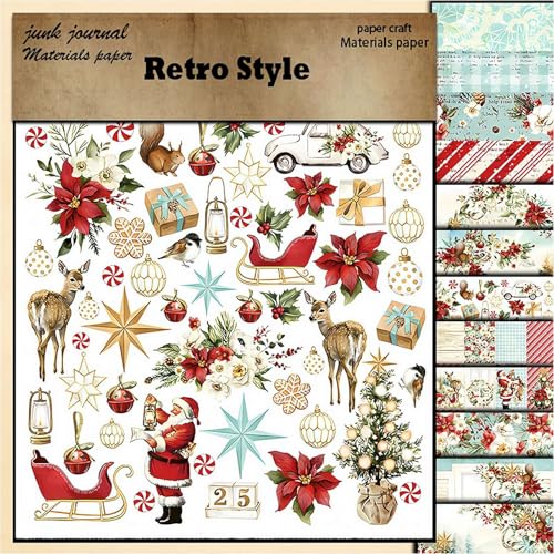 Retro-Stil Muster Scrapbook Bastelpapier Kit, dekoratives Bastelpapier, DIY Vintage Muster Papier Pack, Journal dekorativer Karton Hintergrund Kartenherstellung Zubehör für DIY Handwerk von Generisch