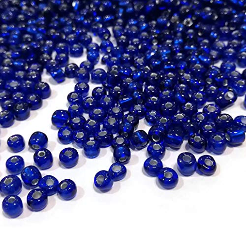 Rocailles Perlen 2mm Glasperlen Set 12500 Stück 12/0 Glassamenperlen Zum Auffädeln Perlen für Armbänder Kleine Bastelperlen Schmuckperlen Seed Beads (Royal Blau Silbereinzug) von Generisch