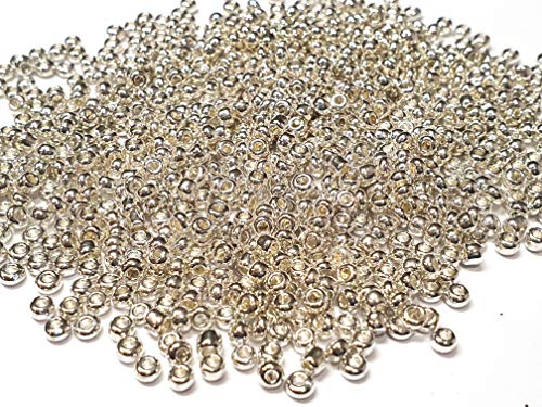 Rocailles Perlen 2mm Glasperlen Set 12500 Stück 12/0 Glassamenperlen Zum Auffädeln Perlen für Armbänder Kleine Bastelperlen Schmuckperlen Seed Beads (Silber Metallic) von Generisch