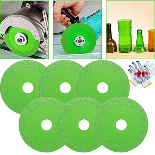 Rock Plate Grinding Disc, Stone Plate Flat Grinding Blade, Glass Cutting Disc for Angle Grinder, Indestructible Glass Cutting Disc, Porous (6pcs, 100 mm, 1, stone plate) von Generisch