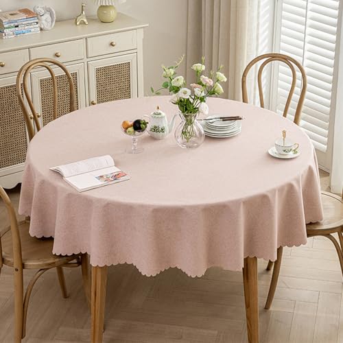 Rosa Baumwoll-Leinen-Tischdecke, 110 cm, knitterfrei und waschbar, Tischdecke für Küche, Esszimmer, Party, Buffet, elegante Tischdecken von Generisch