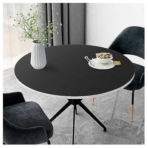 Runde Tischdecke, wasserdicht, Kunstleder, für Esstisch, abwischbar, hitzebeständig, Tischschutz, große Vinyl-Couchtischmatte (schwarz, 90 cm) von Generisch