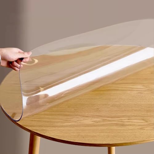 Runde transparente PVC-Tischdecke, wasserdicht, öldicht, 2 mm dick, ideal für Esstische und Couchtische von Generisch