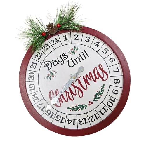 Runder Weihnachts-Adventskalender aus Holz, Weihnachts-Adventskalender-Schild,Rundes Countdown-Kalender-| Charmanter, kreativer Kalenderanhänger in Uhrenform für Arbeitsbereich, Schlafzimmer, Esszimme von Generisch