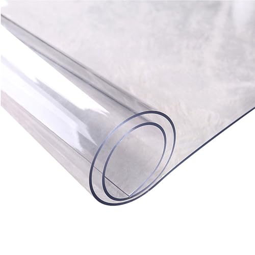 Runder transparenter Tischschutz, 1,8 mm dick, wasserdicht, PVC-Tischdecke für Holzarbeitsplatte, Küchentischmatte (130 cm) von Generisch