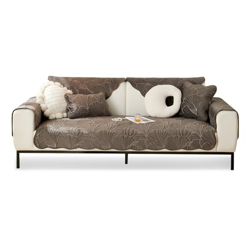 Rutschfester Sofa-Schonbezug aus Plüschstoff für L-förmiges Sektionssofa, dick strukturiert, Couchbezug, Möbelschutz mit Rückenlehnenbezug, 1 4-Sitzer, 90 x 90 cm, Schwarz von Generisch