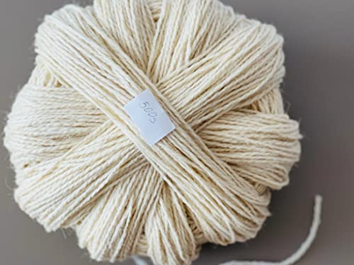 STRICKWOLLE – 100% Schurwolle 500 Gramm – NEU – hellbeige – ungewaschen - 45,90€/kg - 0,025€/m von Generisch