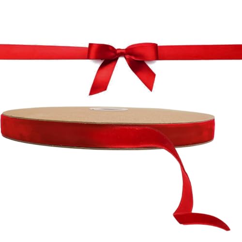 Samtband Rot, 10mm X 22.86m Geschenkband,Schleifenband Weihnachten,Dekorative Schleifen & Bänder,Ribbon,Kräuselband Geschenkband,Geschenk Band von Generisch