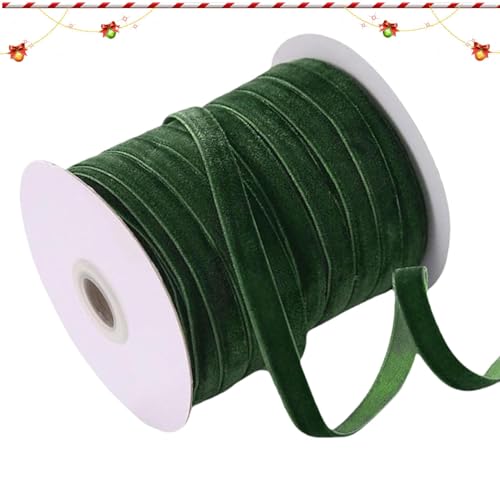 Samtband – Vintage-Samtband | Vintage-Samtband | Weihnachtsbandrolle | 1,1 cm Samtband für Schleifenherstellung | 20 Meter Stoffbänder für Blumenstrauß, Haarschleife, Clip, handgefertigt von Generisch