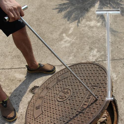 Schachthebeschlüssel aus Edelstahl für Klärgruben/Sturmabläufe, handlicher Straßenbeweglicher Deckelabzieher, vielseitiger Schachthaken für den Außenbereich, 15 cm, Höhe 1,2 cm (1/2 Zoll) Durchmesser von Generisch