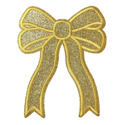 Schleifen zum Bügelbilder | 13x10 Cm Iron on Bow Patch | Glitzers Schleife Patches zum Bügelbild | Bogen Applikations Patches | Reparieren Sie Bestickte Schleifenflicken für Kleidung und Hüte von Generisch