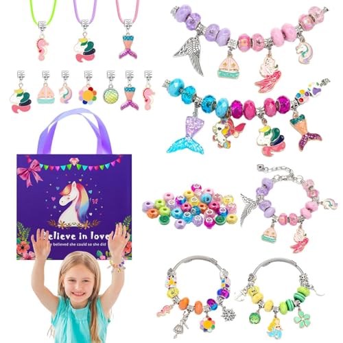 Schmuck-Herstellungsset für Kinder, Armband-Herstellungsset | Kreatives Schmuckherstellungsset für Kinder | Schmuckherstellungszubehör, bunte Halsketten-Accessoires für die Sammlung, Urlaubsdekoration von Generisch