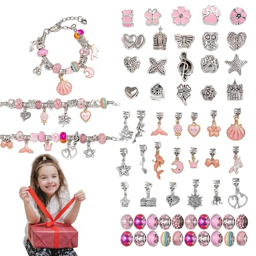 Schmuckherstellungsset, Armbandherstellungsset für Mädchen,Legierungsperlen-Armband-Set, Schmuckherstellungszubehör - Charm-Armband-Halsketten-Set. Vielseitiges Perlen-Bastelset für Kinder für Mädchen von Generisch