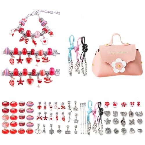 Schmuckherstellungsset, Armbandherstellungsset für Mädchen,Schmuckherstellungszubehör Buntes Perlenarmband-Set - Charm-Armband-Halsketten-Set. Vielseitiges Perlen-Bastelset für Kinder für Mädchen und von Generisch