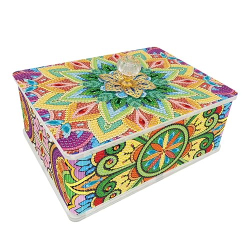 Schmuckkästchen Heimwerken Mandala Diamond Painting Aufbewahrungsbox DIY Diamant Malerei Schmuckschatulle Schmuckaufbewahrung Organizer Box Geschenke für Damen Mädchen Ohrringe Ringe (#1) von Generisch