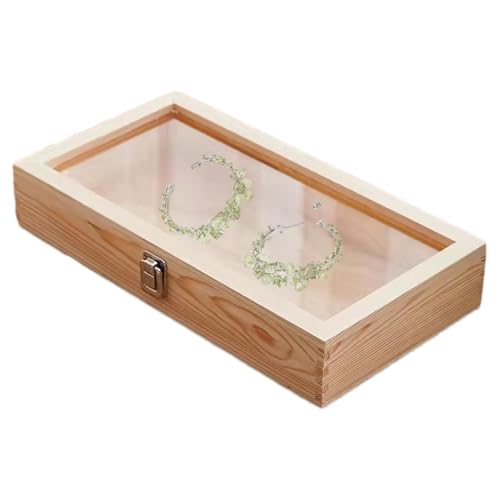 Schmuckschatulle aus Holz – Exemplarvitrine | Schmuckvitrine | Probenbox aus Holz | Schmetterlingsrahmen | Ohrringe Vitrine Tablett Sammlerstücke Organizer Andenken Sammler Aufbewahrungsbox von Generisch