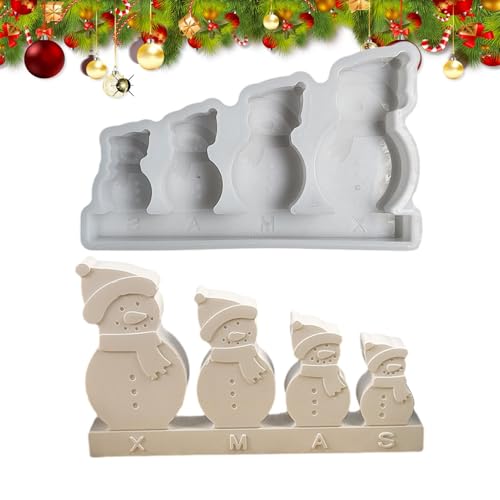 Schneemann-Kerzenform – Seifenform | Silikon-Weihnachts-Schneemann-Kerzenform für Seife, Sojawachs, Epoxidharz, Handwerk, Party, Abendessen, Ornamente, Dekoration von Generisch