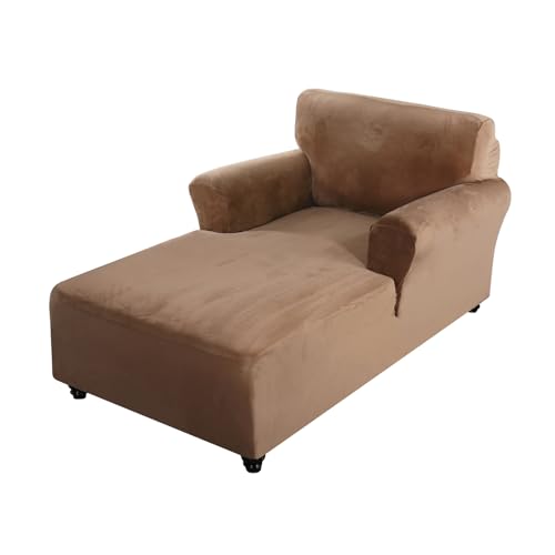 Schonbezug für Chaiselongue-Samt, Stretch-Samt, Hellbraun, luxuriöser Bezug für Chaiselongue mit Stretch-Samtstoff von Generisch