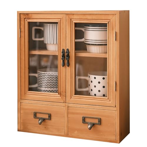 Schreibtisch-Organizer mit 2 Schubladen und Regal für Bürobedarf, Holz, Wohnheim, Bücherregal für Schreibtisch und Kommode, Beige von Generisch