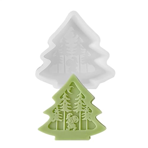 Schreibtisch-Zementform – Weihnachtsbaum-Kerzenform | Elch-Aromatherapie-Weihnachtsbaum-Silikonform | duftende Desktop-Ornament-Betonformen | Kerzenherstellung Harzform zum Basteln einzigartiger von Generisch