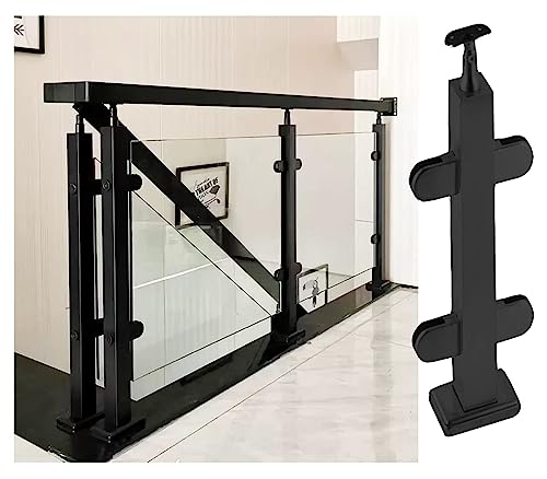 Schwarze Glasgeländer-Klemmen-Kits, Edelstahl, Innenplattform, Glas-Balustradenpfosten, für Deckgeländer/Hausgarten/Terrassentreppen mit Drehanschluss zum Verbinden (Größe: 95 cm, Farbe: von Generisch