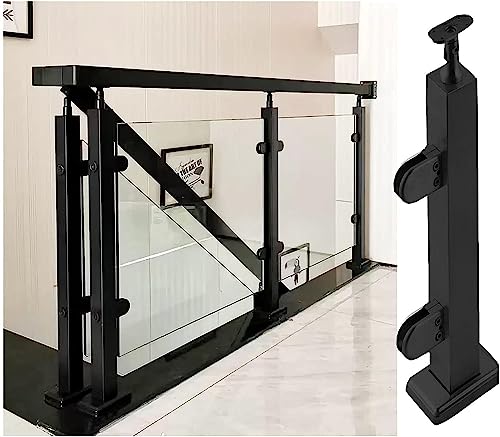 Schwarze Glasgeländer-Klemmen-Kits, Edelstahl, Innenplattform, Glas-Balustradenpfosten, für Deckgeländer/Hausgarten/Terrassentreppen mit Drehverbinder zum Verbinden (Größe: 105 cm, Farbe: Endpfosten) von Generisch