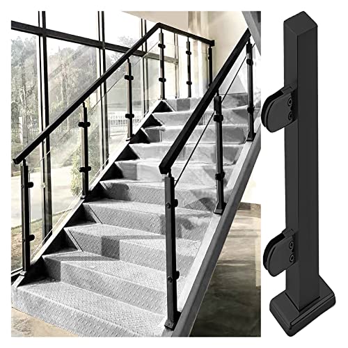 Schwarze Treppengeländer-Klemmen, Edelstahl-Finish, Glas-Balustradenpfosten für Außendecksystem, ideal für Flur, Dachboden und Garage von Generisch