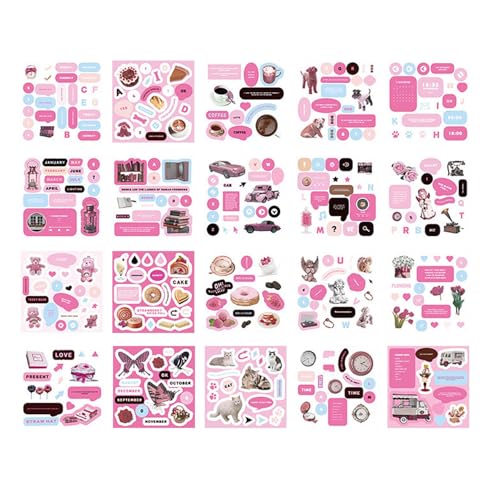 Scrapbook Papieraufkleber, 20 Blatt Decoupage Scrapbooking Papieraufkleber, Multifunktional vorgeschnittenes beschichtetes Papier Kunst Handwerk Schreibwaren Zubehör für Scrapbook Journaling Karte von Generisch